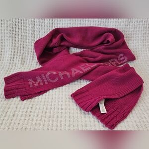 Michael Kors Bright Magenta Knit Bling Scarf